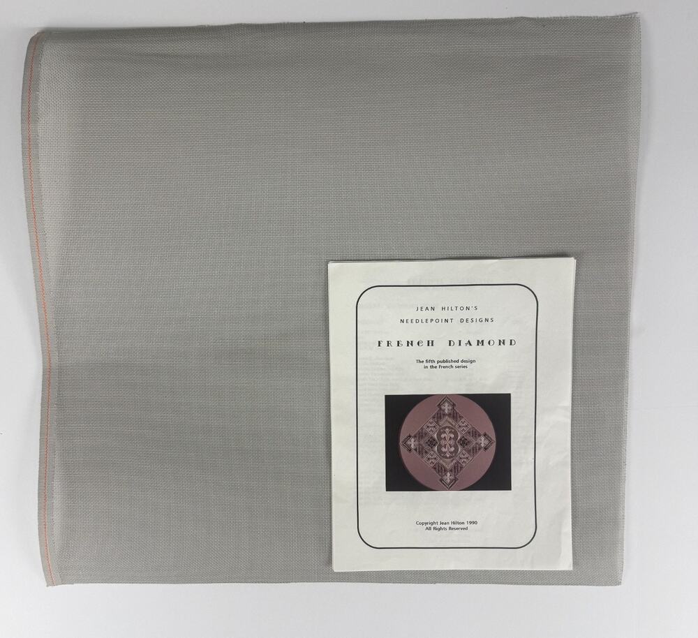 Vintage Jean Hilton French Diamond Needlepoint Chart & Zweigart 18ct Pewter Canv